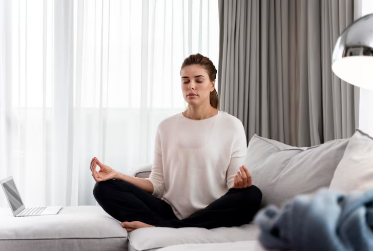 Woman performing meditation