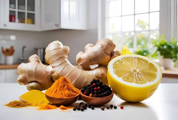 Wellness shot with turmeric and lemon