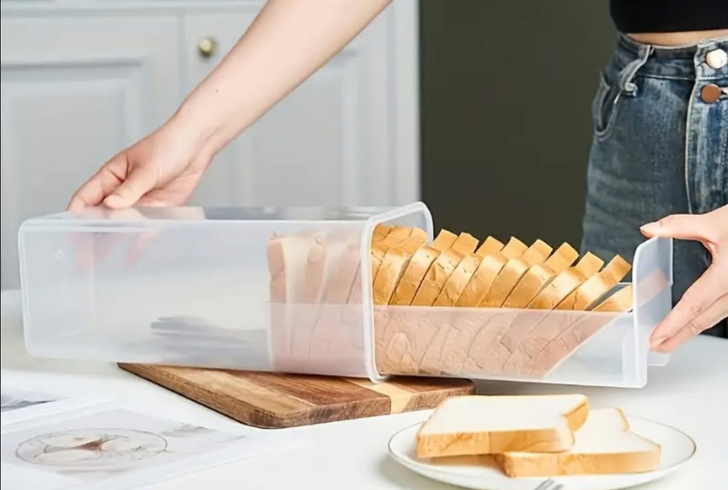 Bread stored in a container