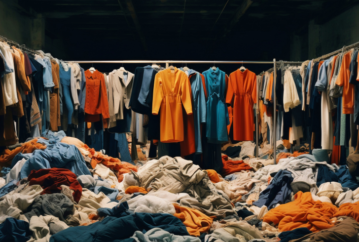 Pile of secondhand clothes waiting