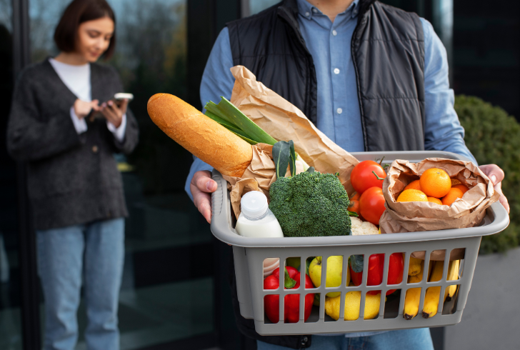 Weekly grocery routine with organized cart