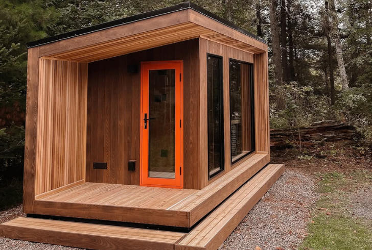 Large cabin sauna in garden space