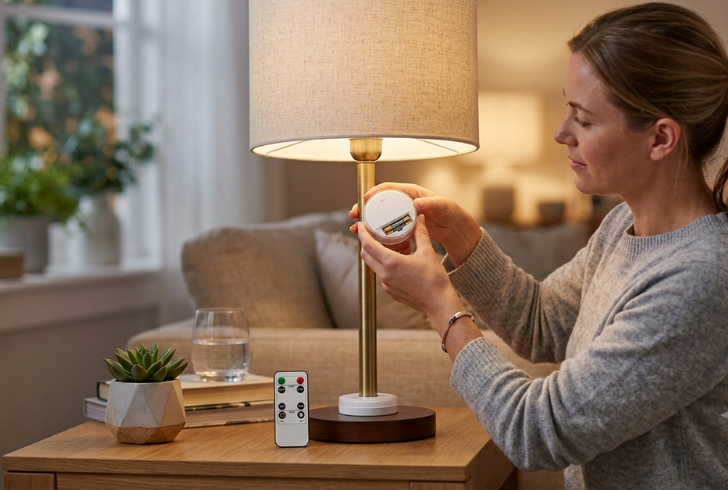 Installing battery powered LED lamp